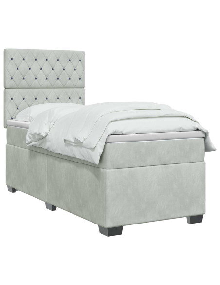 Letto box spring con materasso Blu 90 x 190 cm Velluto