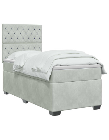 Letto box spring con materasso Grigio Chiaro 90 x 200 cm