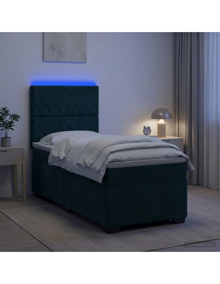 Letto box spring con materasso Verde Scuro 90 x 200 cm Velluto