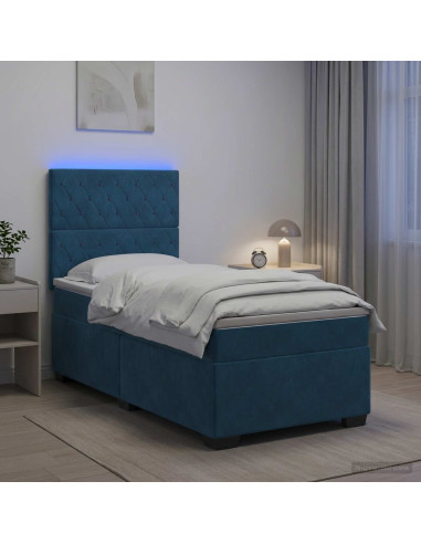 Letto box spring con materasso Blu 90 x 200 cm Velluto