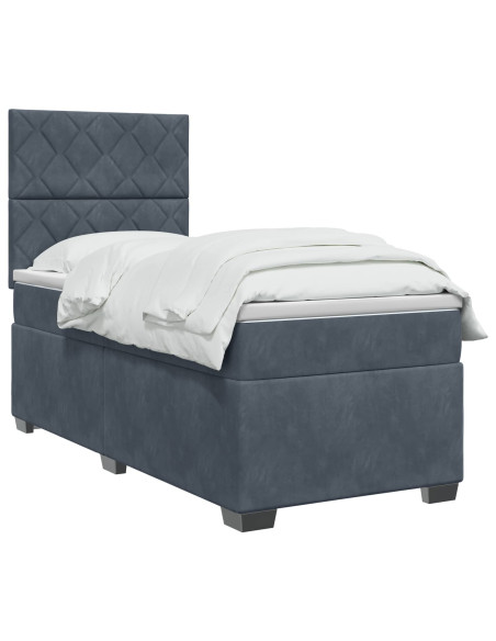 Letto box spring con materasso Grigio Scuro 90 x 200 cm Velluto