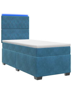 Letto box spring con materasso Blu 100 x 200 cm Velluto 2