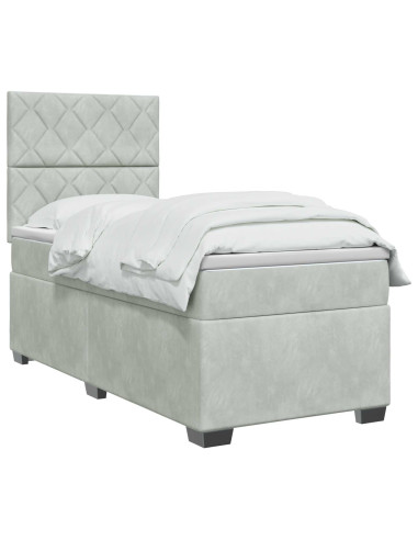 Letto box spring con materasso Grigio Chiaro 100 x 200 cm