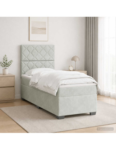 Letto box spring con materasso Grigio Chiaro 100 x 200 cm