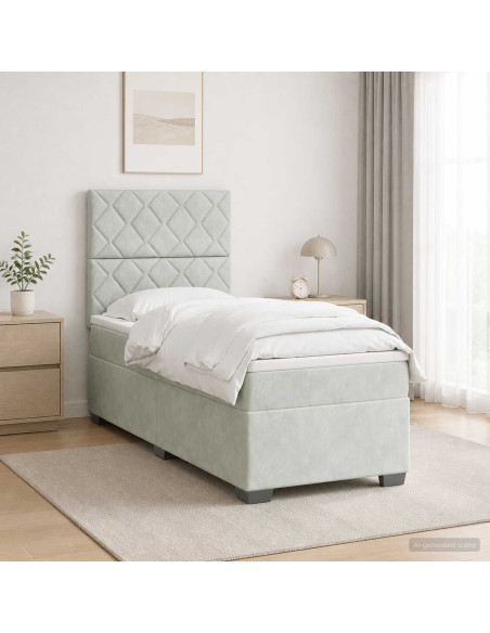 Letto box spring con materasso Grigio Chiaro 100 x 200 cm