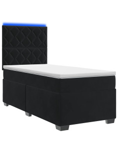 Letto box spring con materasso Nero 100 x 200 cm Velluto 2