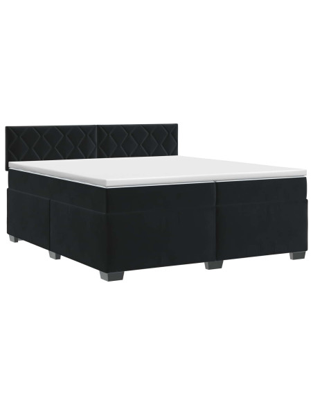 Letto box spring con materasso Nero 200 x 200 cm Velluto