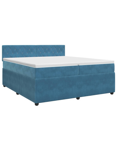 Letto box spring con materasso Blu Scuro 200 x 200 cm Velluto