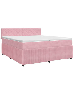 Letto box spring con materasso Rosa 200 x 200 cm Velluto 2