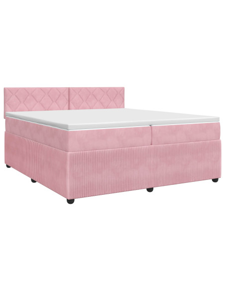 Letto box spring con materasso Rosa 200 x 200 cm Velluto