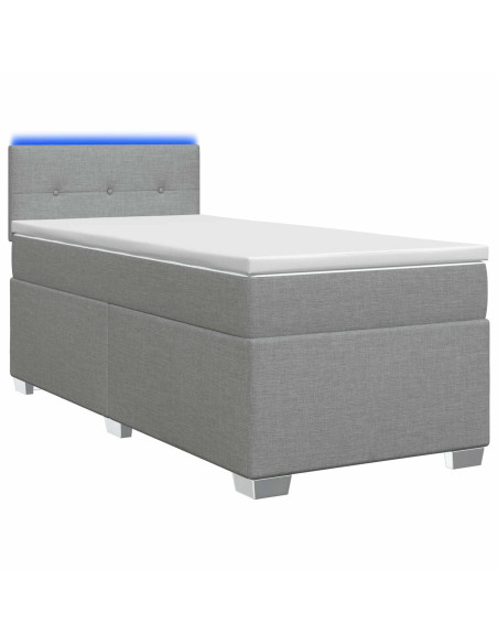 Letto con Box Spring, Materasso e LED Grigio Chiaro 80 x 200 cm