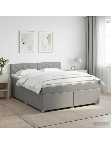 Letto box spring con materasso Grigio Chiaro 180 x 200 cm