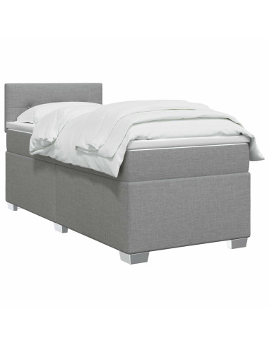 Letto con Box Spring, Materasso e LED Grigio Chiaro 80 x 200 cm