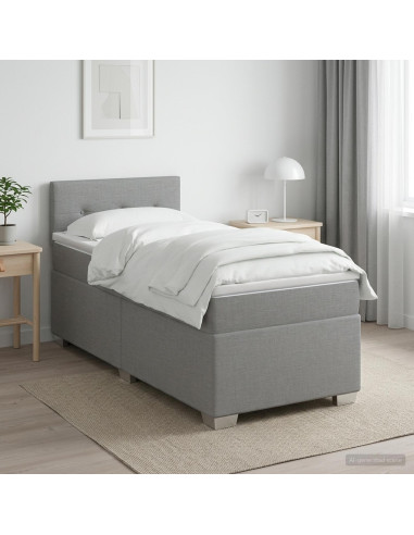 Letto con Box Spring, Materasso e LED Grigio Chiaro 80 x 200 cm
