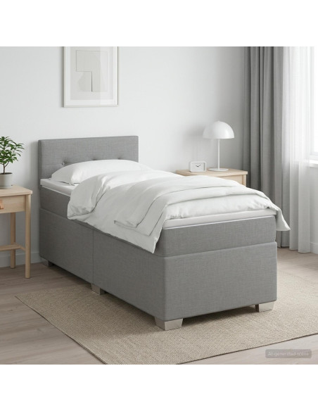 Letto con Box Spring, Materasso e LED Grigio Chiaro 80 x 200 cm