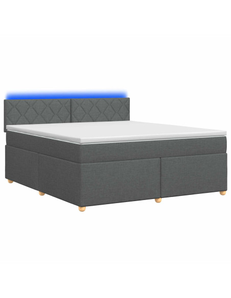 Letto box spring con materasso Grigio Scuro 180 x 200 cm