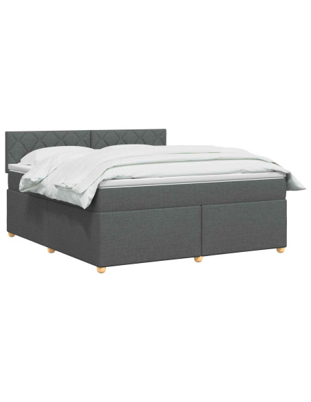 Letto box spring con materasso Grigio Scuro 180 x 200 cm