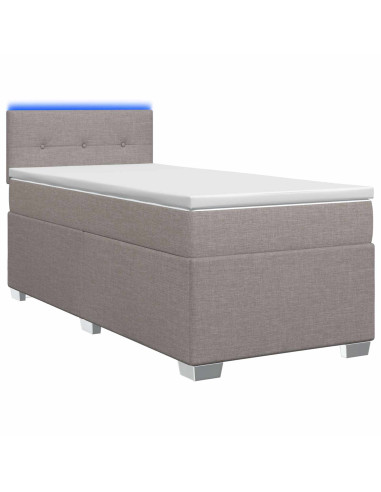 Letto con Box Spring, Materasso e LED Tortora 80 x 200 cm