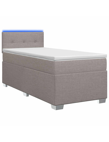 Letto con Box Spring, Materasso e LED Tortora 80 x 200 cm