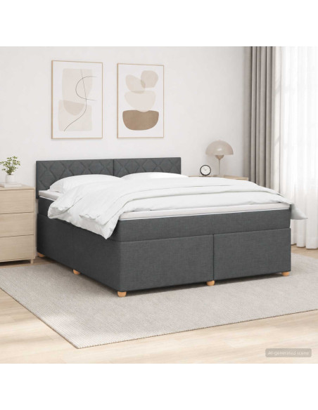 Letto box spring con materasso Grigio Scuro 180 x 200 cm