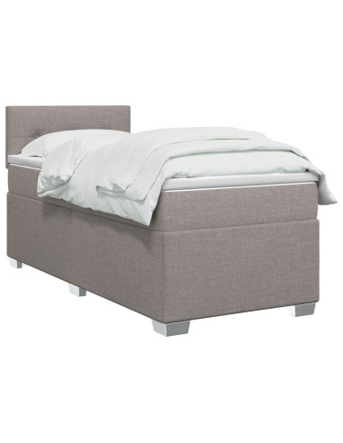 Letto con Box Spring, Materasso e LED Tortora 80 x 200 cm