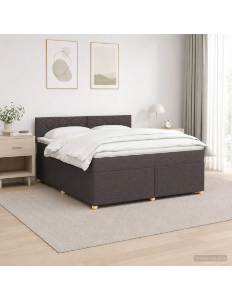 Letto box spring con materasso Marrone Scuro 180 x 200 cm