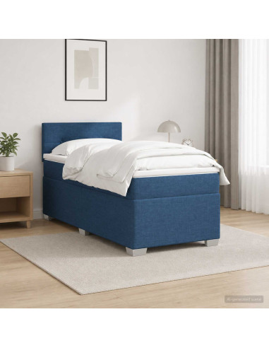 Letto con Box Spring, Materasso e LED Blu 80 x 200 cm Tessuto