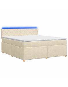 Letto box spring con materasso Crema 180 x 200 cm Tessuto 2