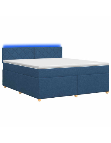 Letto box spring con materasso Blu 180 x 200 cm Tessuto