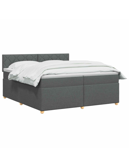 Letto box spring con materasso Grigio Scuro 200 x 200 cm