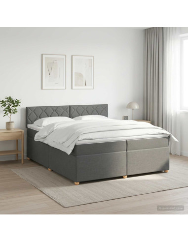 Letto box spring con materasso Grigio Scuro 200 x 200 cm