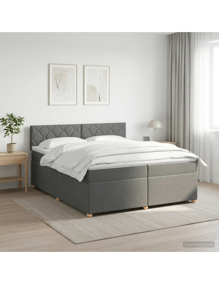 Letto box spring con materasso Grigio Scuro 200 x 200 cm