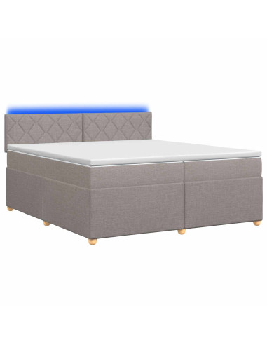 Letto box spring con materasso Tortora 200 x 200 cm Tessuto