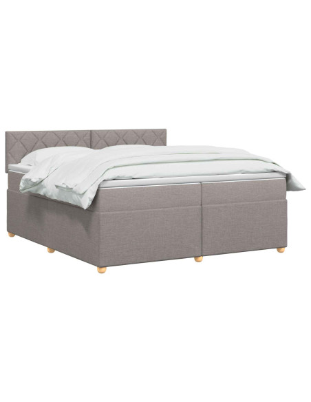 Letto box spring con materasso Tortora 200 x 200 cm Tessuto