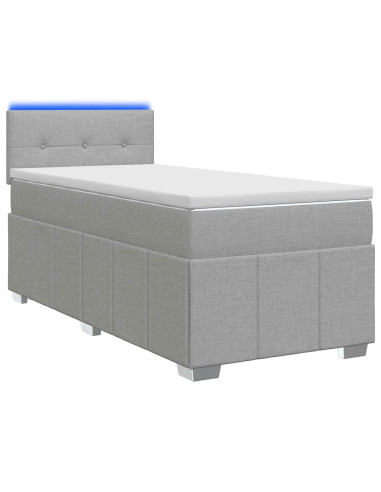 Letto box spring con materasso Grigio Chiaro 80 x 200 cm