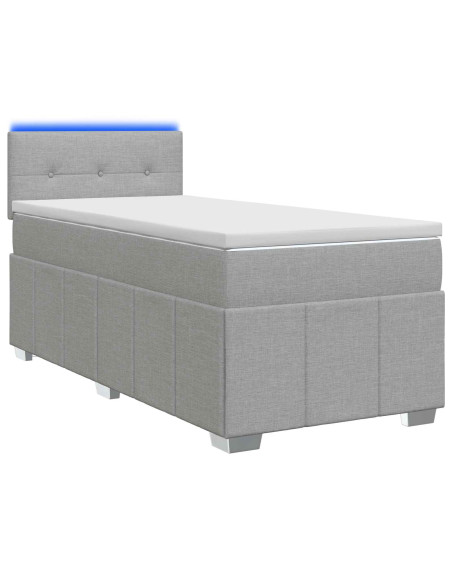 Letto box spring con materasso Grigio Chiaro 80 x 200 cm