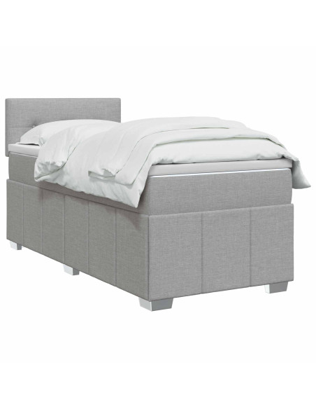 Letto box spring con materasso Grigio Chiaro 80 x 200 cm