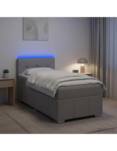 Letto box spring con materasso Grigio Chiaro 80 x 200 cm