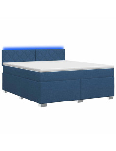 Letto con Box Spring, Materasso e LED Blu 160 x 200 cm Tessuto 2