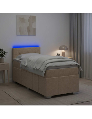 Letto box spring con materasso Crema 80 x 200 cm Tessuto