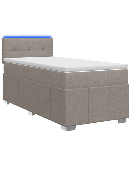 Letto box spring con materasso Tortora 90 x 200 cm Tessuto