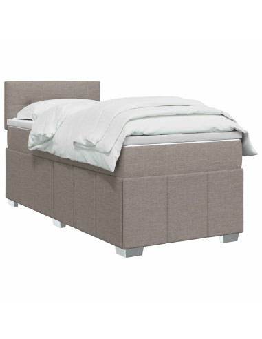 Letto box spring con materasso Tortora 90 x 200 cm Tessuto