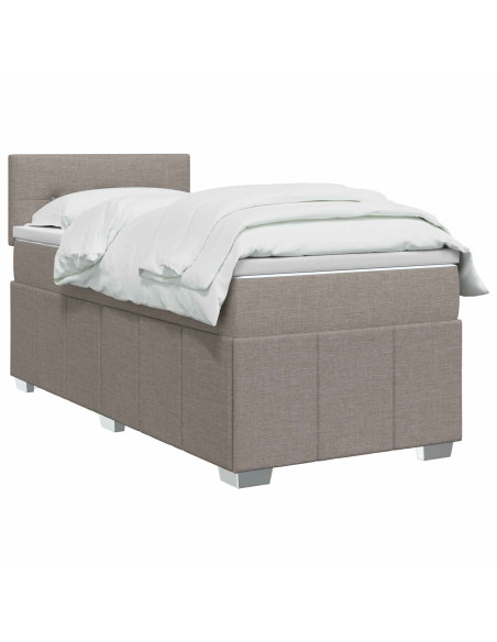 Letto box spring con materasso Tortora 90 x 200 cm Tessuto