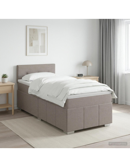 Letto box spring con materasso Tortora 90 x 200 cm Tessuto