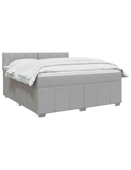 Letto box spring con materasso Grigio Chiaro 140 x 190 cm