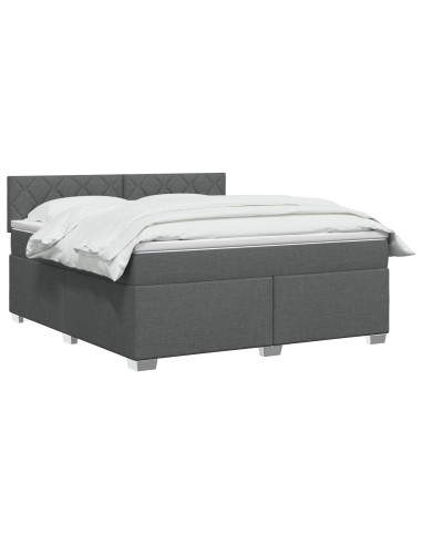 Letto con Box Spring, Materasso e LED Grigio Scuro 180 x 200 cm