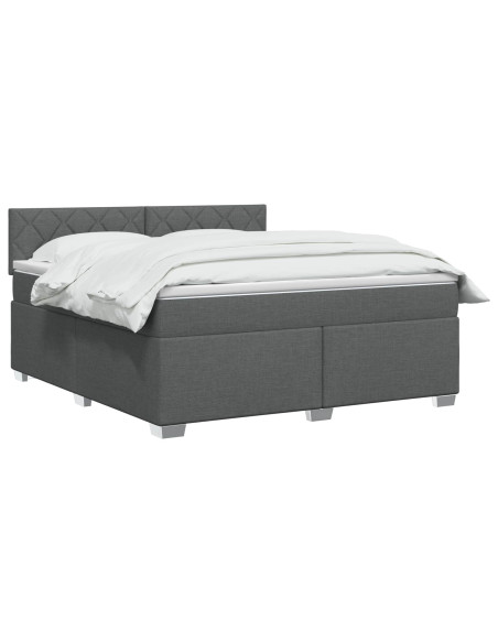Letto con Box Spring, Materasso e LED Grigio Scuro 180 x 200 cm