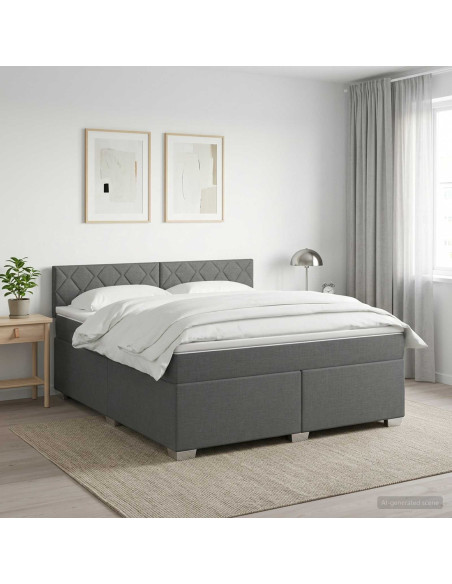 Letto con Box Spring, Materasso e LED Grigio Scuro 180 x 200 cm