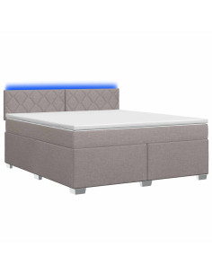 Letto con Box Spring, Materasso e LED Tortora 180 x 200 cm 2