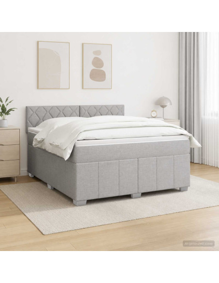 Letto box spring con materasso Grigio Chiaro 140 x 200 cm